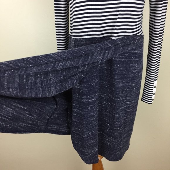 DOLAN  Anthropologie Blue White Striped & Specks Overlay Skirt Dress - Picture 8 of 10